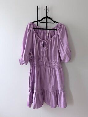 Anthropologie Somerset Mini Dress Lilac Smocked Tiered A-Line 2x
